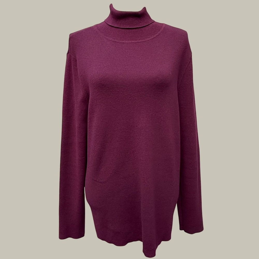 Chicos Womens Size 3 XL Plum Purple Turtleneck Knit Sweater Long Sleeve